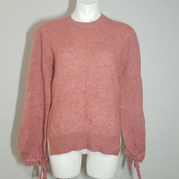 NWT 3.1 PHILLIP LIM Lofty Alpaca Blend Shirred Cuff Sweater In Dusty Coral - Picture 2 of 8